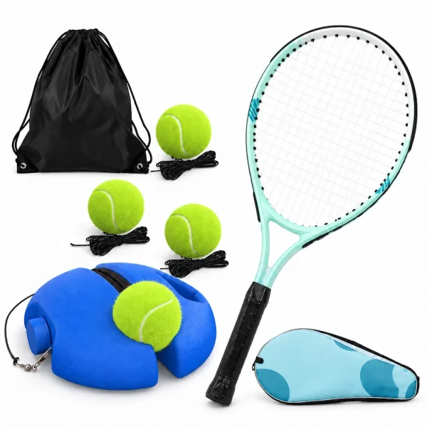 Tethovia Complete Kit Junior Blue Tethovia complete tennis trainer kit with junior blue racket and racket bag